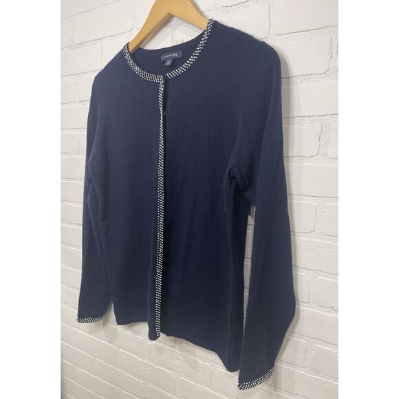 Lands End Sweater Womens Medium Blue 100% Cashmere Cardigan Speckle Sweater - Picture 5 of 11